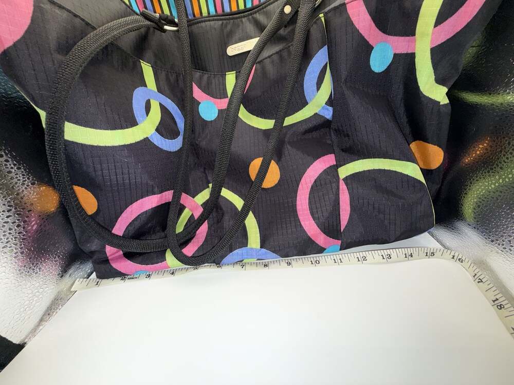 Baggallini Multicolored Geometric Pattern Nylon Tote Bag with Striped Interior - Picture 9 of 10